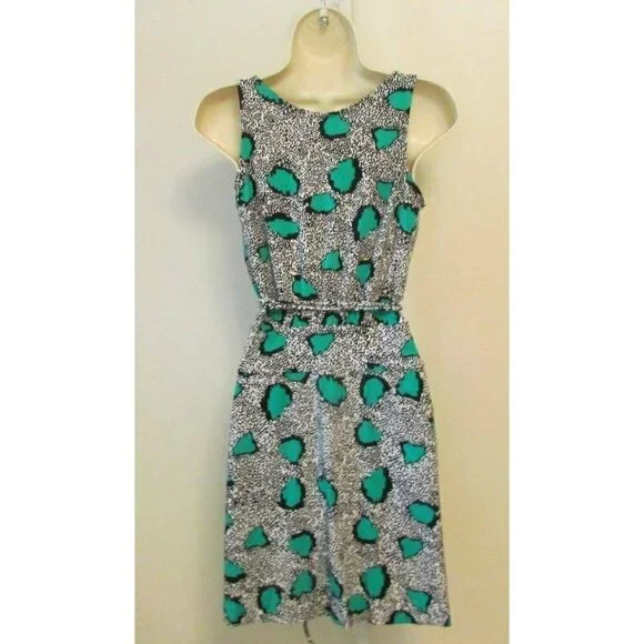 DVF Diane von Furstenberg Oblixe Cheetah Island Parakeet shift dress green new 6 - Picture 3 of 4